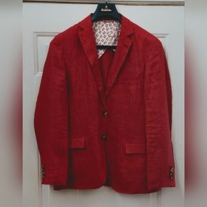 BROOKS BROTHERS RED FLEECE MEN'S CORAL RED LINEN 3-BUTTON JACKET SIZE 40 R NWOT